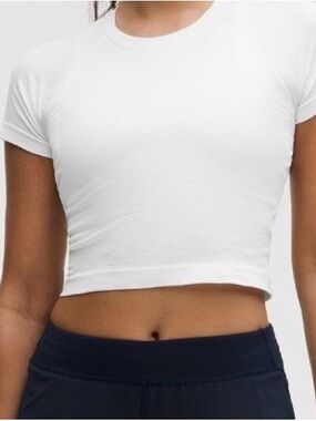 White Lululemon swiftly tech Cropped Crewneck Short Sleeve Top - Women